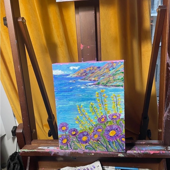 California Big Sur Oil Painting On Canvas 12 X 9 Inches Contemporary Van Gogh - Picture 5 of 14